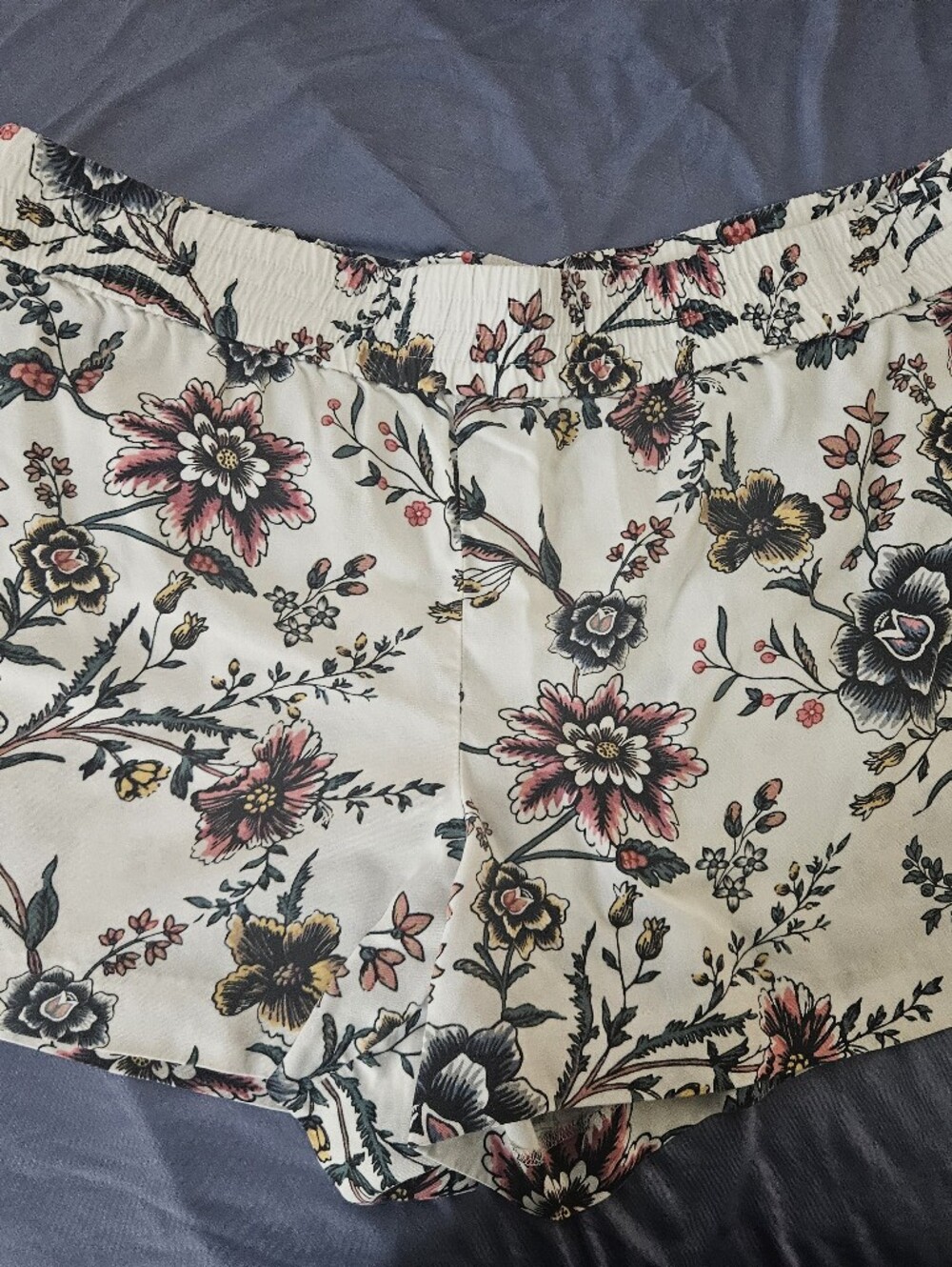 LOFT Cream Floral Shorts with Pink and Yellow Accents